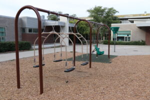 new swing set on an elementary playground